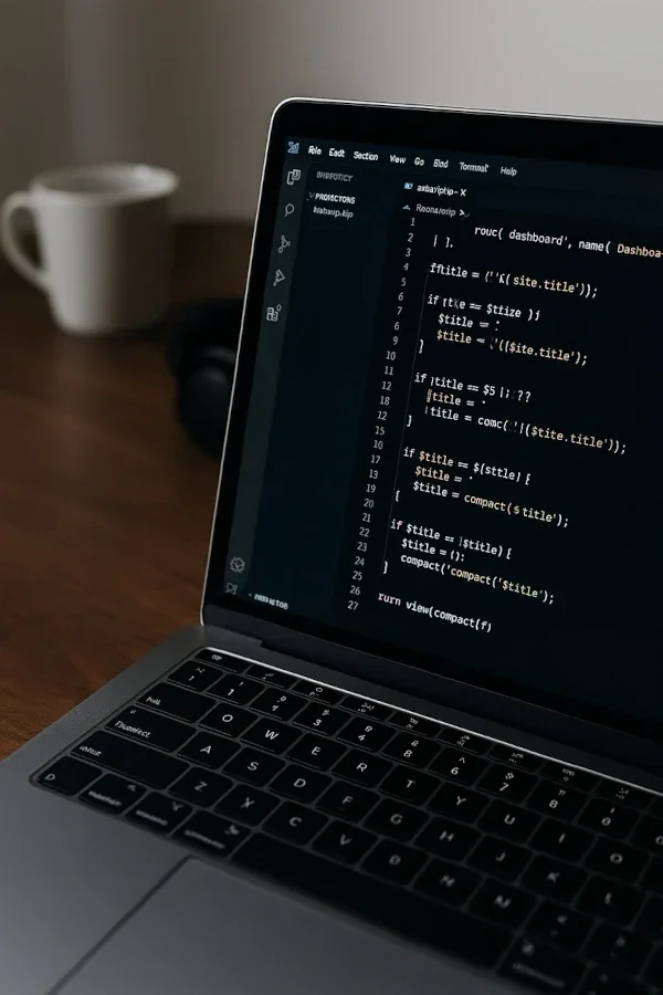 Home 5 ekran laptopa z kodem strony